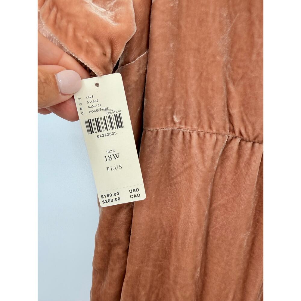 Anthropologie Velvet Empire Waist Midi Dress Blush 18W NWT - Picture 9 of 11